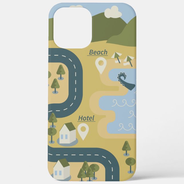 Coques Case-Mate iPhone Caricature élégante paysage carte de voyage (Verso)