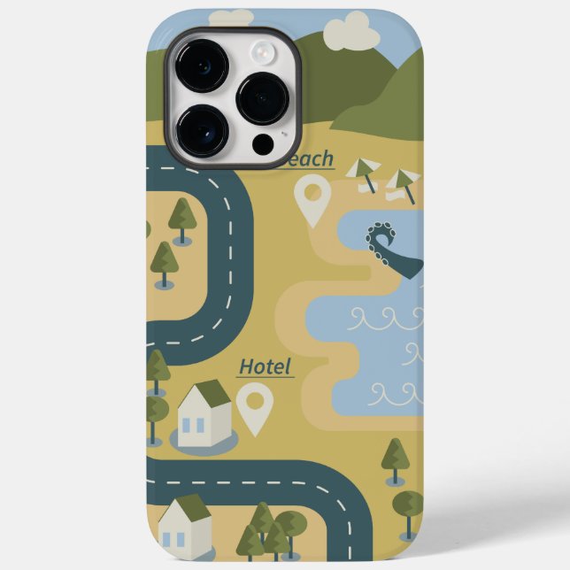 Coques Case-Mate iPhone Caricature élégante paysage carte de voyage (Verso)