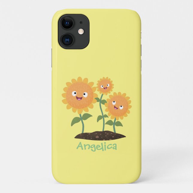 Coques Case-Mate iPhone Caricature joli tournesol souriant illustration (Dos)