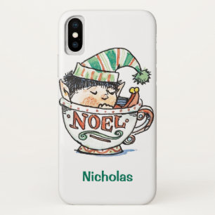 Coques Pour iPhone Caricature mignonne Elf de Noël dormant dans une t