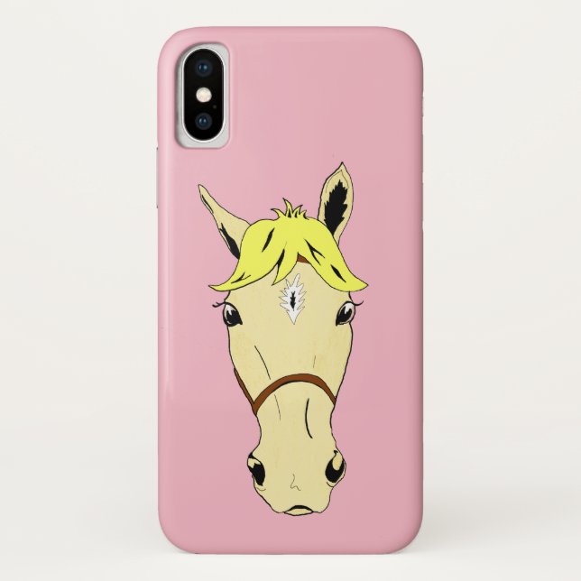 Coques Case-Mate iPhone Caricature Palomino Pony sur rose (Dos)