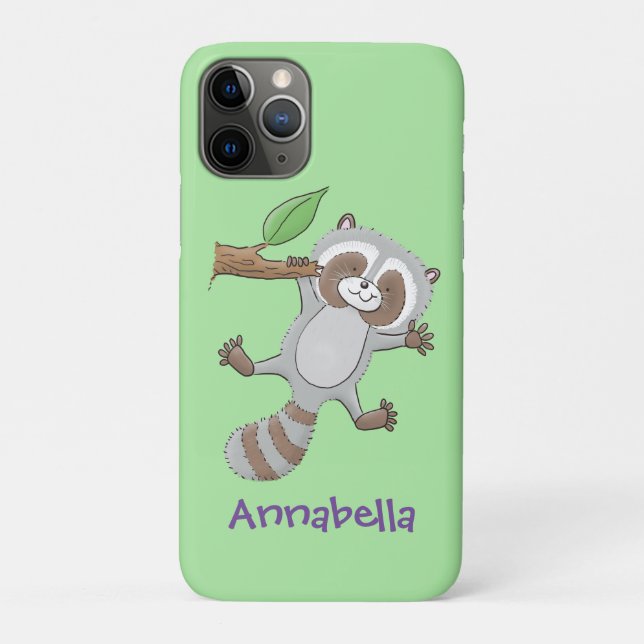 Coques Case-Mate iPhone Caricature pour bébé au raton laveur joyeux (Dos)
