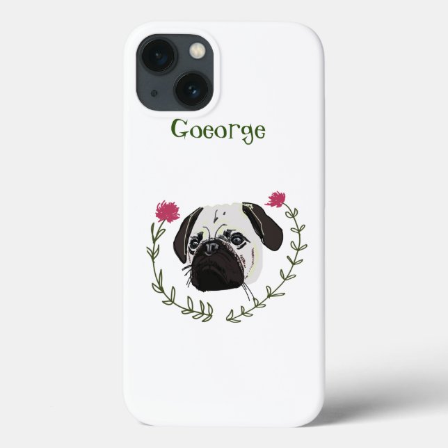 Coques Case-Mate iPhone Carlin Face, Dog Art (Verso)