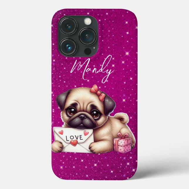 Coques Case-Mate iPhone Carlin Valentine's Day Carlin personnalisé Puppy L (Verso)