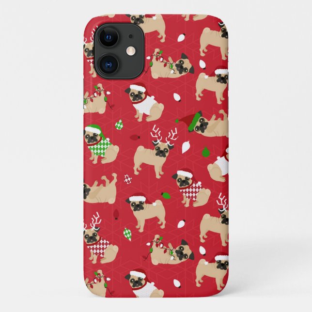 Coques Case-Mate iPhone Carlins de Noël Rouge (Dos)