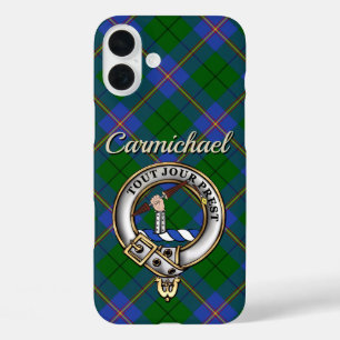 Coques iPhone 16 Plus Carmichael Clan Badge & Tartan Personnalisé
