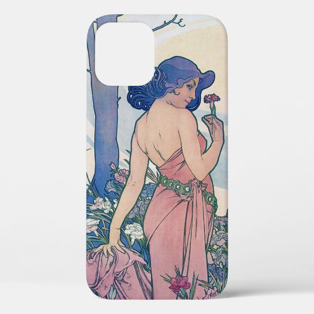 Coques Case-Mate iPhone Carnation (Quatre Fleurs), Alphonse Mucha (Verso)