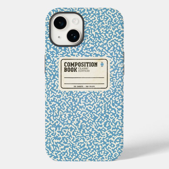 Coques Case-Mate iPhone Carnet de composition bleue Coque-coque iphone-mat (Verso)