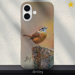 Coques iPhone 16 Carolina Wren Oiseau Peinture Initiales Nom person