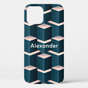 Case-Mate iPhone Case Carré bleu moderne Motif géométrique Personnaliser