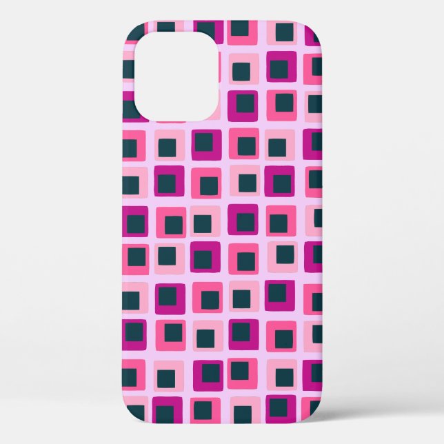 Coques Case-Mate iPhone Carré géométrique rétro rose (Verso)