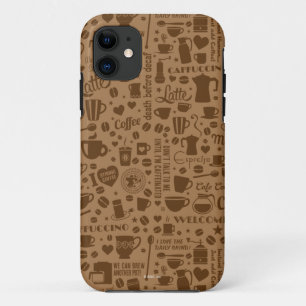 Coque iPhone 11 Carré Motif café