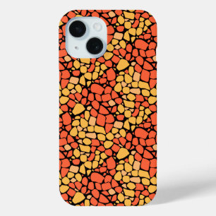 Coque Pour iPhone 15 Carreau de mosaïque abstrait jaune orange noir