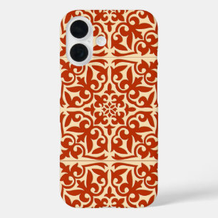 Coques iPhone 16 Carreau marocain - corail orange et pêche
