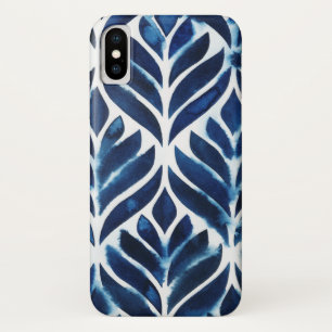 Coque iPhone X Carreaux d'aquarelle de cobalt IV