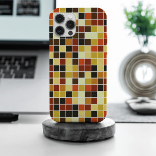 Coque iPhone 15 Pro Max Carreaux de piscine, Carreaux de mosaïque Brown, M