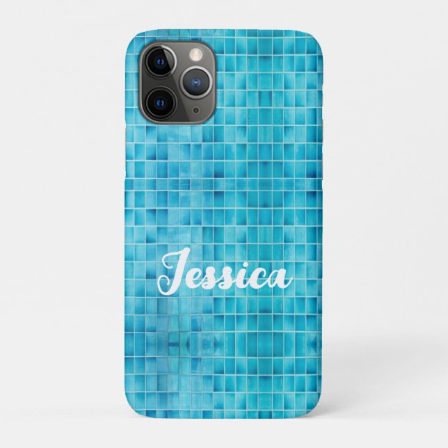 Coques Case-Mate iPhone Carreaux de verre bleu mosaïque (Dos)