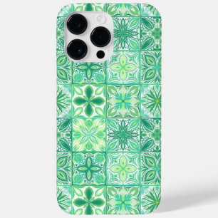 Coque Pour Pour iPhone 14 Pro Max Carreaux décorés en vert et blanc