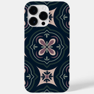 Coque Pour Pour iPhone 14 Pro Max carreaux géométriques floraux de couleur terreuse