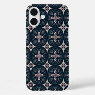 Coques iPhone 16 Plus Carreaux Géométriques Floraux Terreux