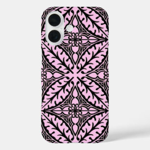 Coques iPhone 16 Carreaux marocains - rose glace et noir