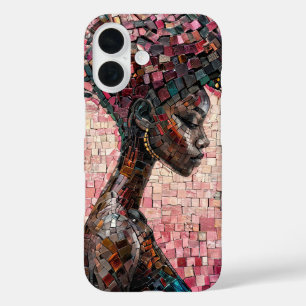 Coques iPhone 16 Carreaux mosaïque d'une couverture noire