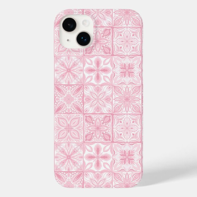 Coques Case-Mate iPhone Carreaux ornés en rose (Verso)