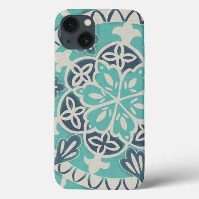 Coques Case-Mate iPhone Carrelage Batik Bleu I (Verso)