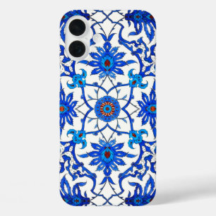 Coques iPhone 16 Plus Carrelage chinois Art Nouveau - Cobalt Bleu & Blan