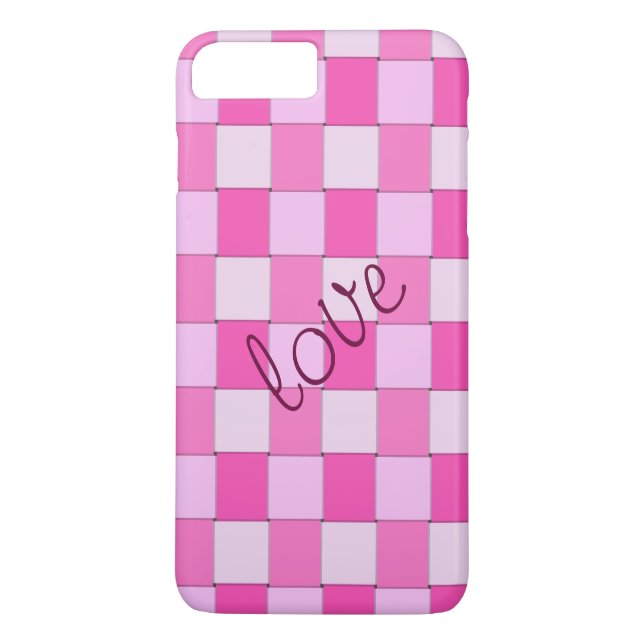 Coques Case-Mate iPhone Carrelage romantique rose tissé avec amour (Dos)