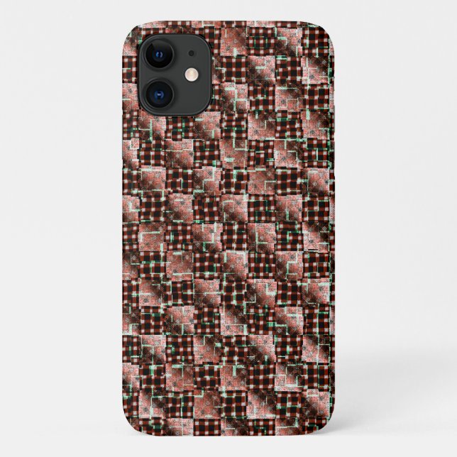 Coques Case-Mate iPhone Carrés à damiers rouges soumis à des mosaïques biz (Dos)