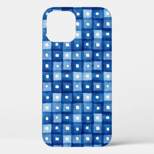 Case-Mate iPhone Case Carrés Bleus, Aquarelle Mosaïque sans joint.