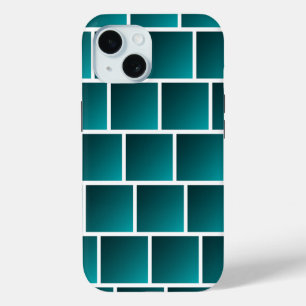 Coque Pour iPhone 15 Carrés de sarcelle dégradés