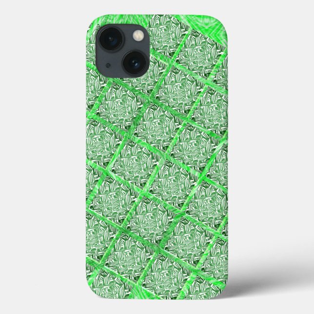 Coques Case-Mate iPhone Carrés, fausse tuile, faux feuillage vert (Verso)