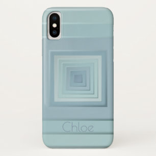 Coque Case-Mate Pour iPhone Carrés géométriques classiques (blues clairs)