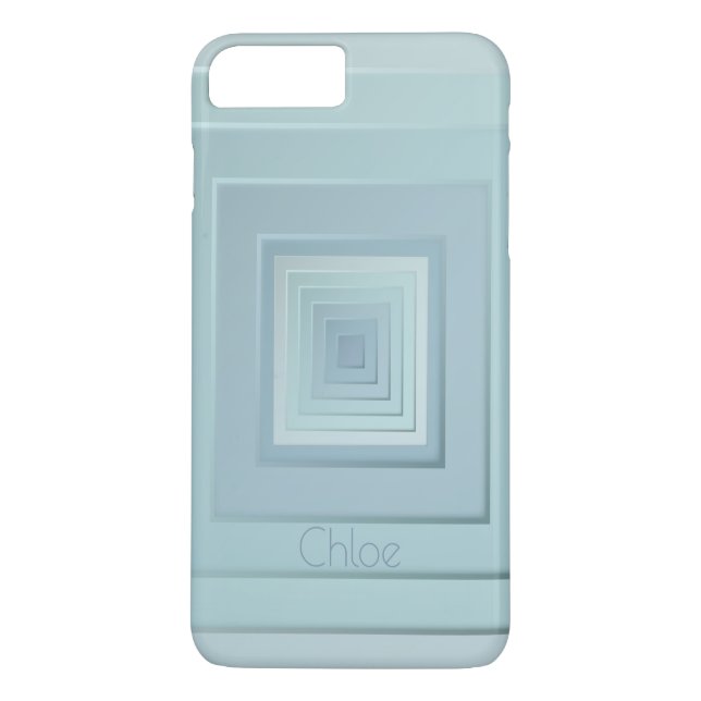 Coques Case-Mate iPhone Carrés géométriques classiques (blues clairs) (Dos)