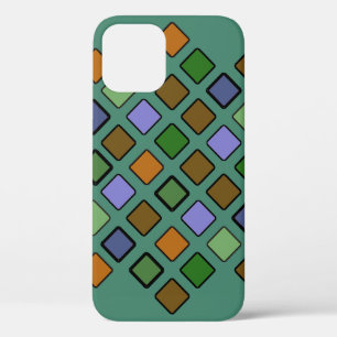 Coque iPhone 12 Carrés géométriques diagonaux mélangés