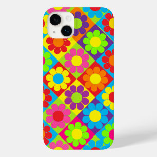 Coque Pour iPhone 14 Plus Carrés Pop Flower Power