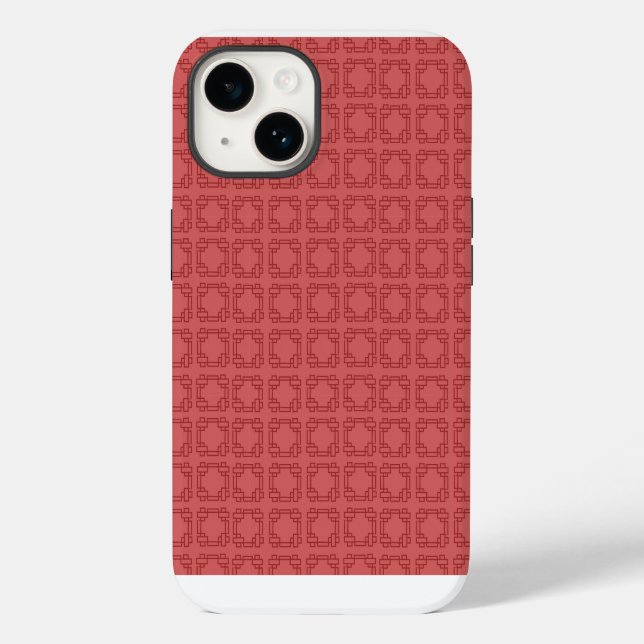 Coques Case-Mate iPhone Carrés rouges Art déco (Verso)