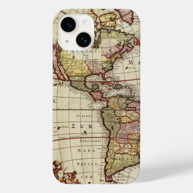 Coques Case-Mate iPhone Carte antique des Amériques par Johannes De Ram (Verso)