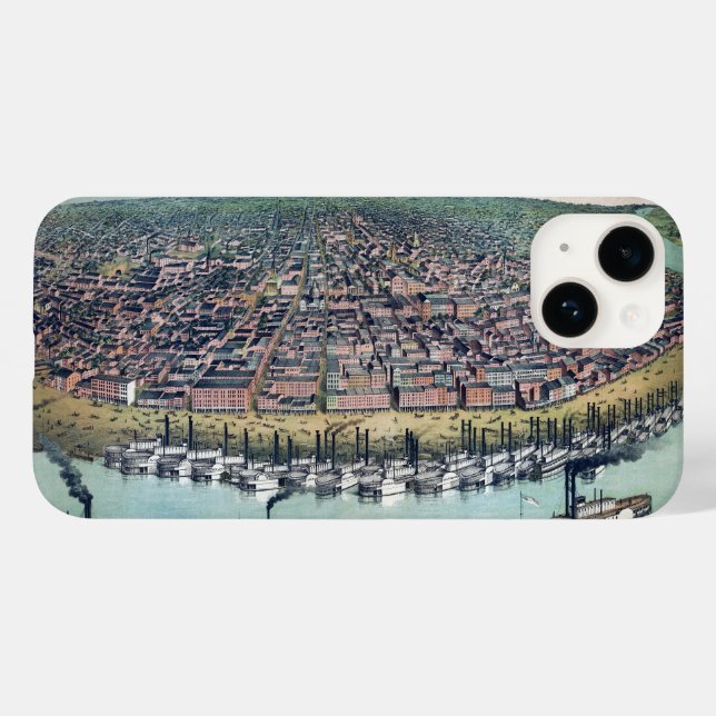 Coques Case-Mate iPhone Carte antique Saint Louis Missouri Mississippi (Verso (horizontal))