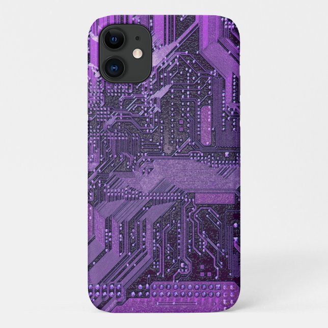 Coques Case-Mate iPhone Carte Cyber Circuit Purple Tech Art Electronique (Dos)