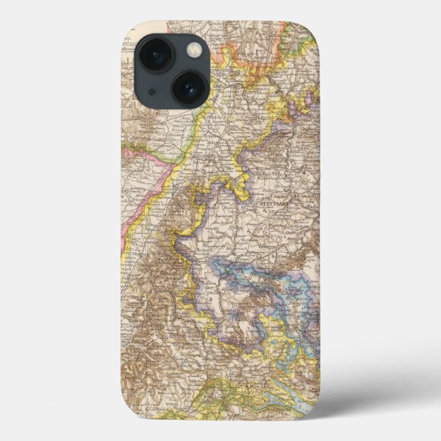 Coques Case-Mate iPhone Carte d'atlas de Baden Allemagne (Verso)