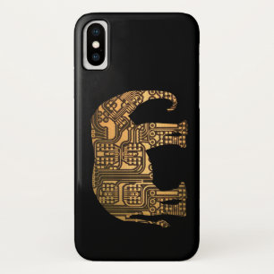 Coque iPhone X Carte de circuit éléphant en cuivre