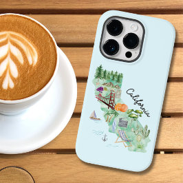 Coque Pour iPhone 14 Pro Carte de l'état de la Californie