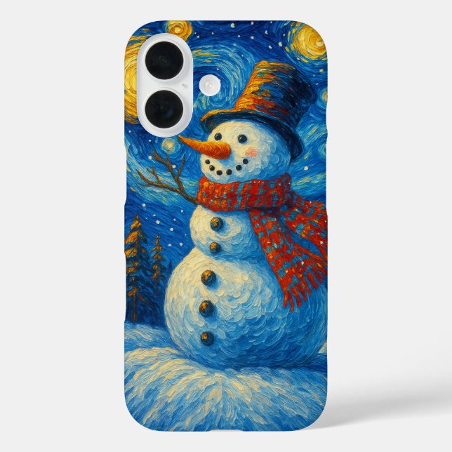 Coques Case-Mate iPhone Carte de Noël Starry Night Snowman (Verso)