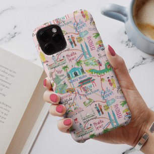 Case-Mate iPhone Case carte de voyage illustrative rose de Kuala Lumpur