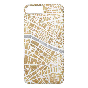 Coque iPhone 8 Plus/7 Plus Carte dorée de ville de Paris