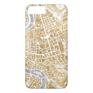 Coque iPhone 7 Plus Carte dorée de ville de Rome