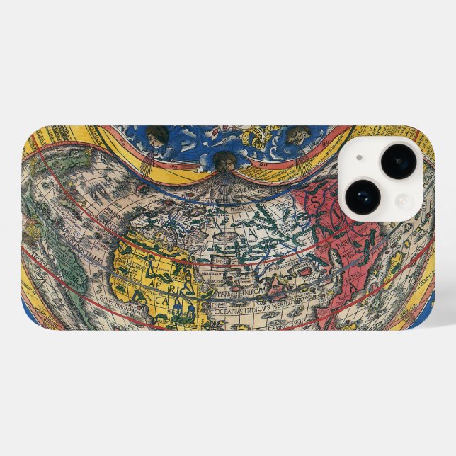 Coques Case-Mate iPhone Carte du monde antique en forme de cœur par Peter  (Verso (horizontal))